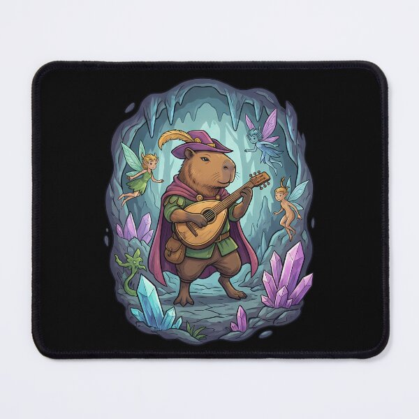 Item preview, Whimsical Capybara Bard Fantasy Cave Adventure designed and sold by k3rstman1.