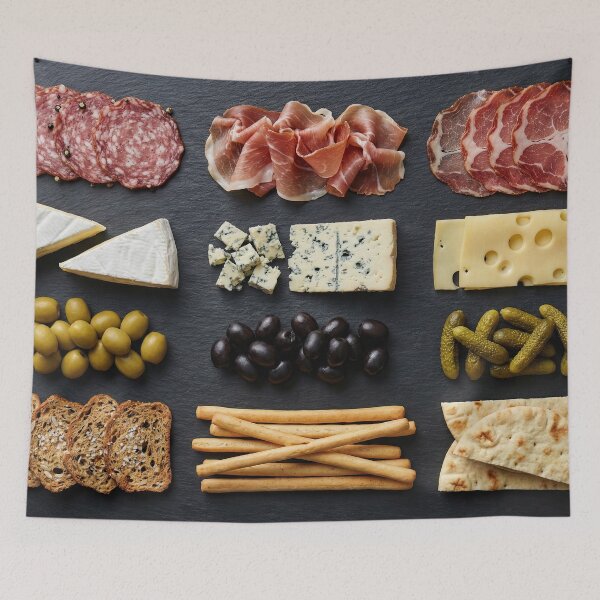 Item preview, Gourmet Charcuterie Board Knolling on Slate designed and sold by SavinMercantile.
