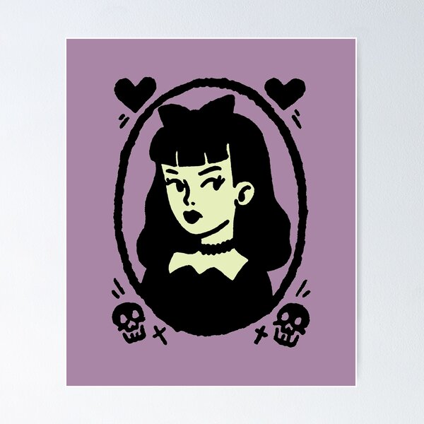 Item preview, Gothic Girl Portrait with Skulls and Hearts designed and sold by Bizu digitalart..