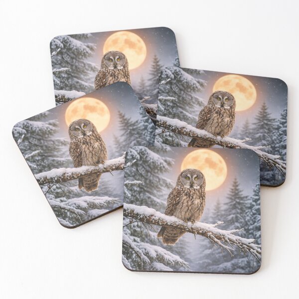 Item preview, Moonlit Majesty: Great Gray Owl in Winter Forest designed and sold by WJ Cozy Creations.