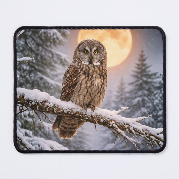 Item preview, Moonlit Majesty: Great Gray Owl in Winter Forest designed and sold by WJ Cozy Creations.