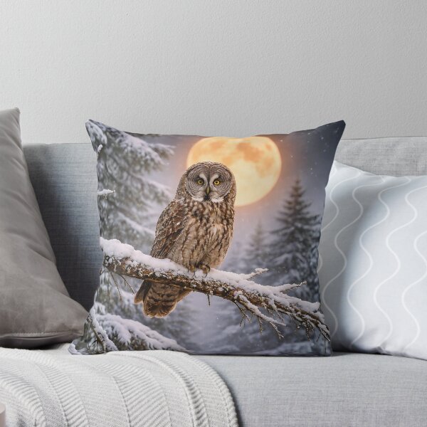 Item preview, Moonlit Majesty: Great Gray Owl in Winter Forest designed and sold by WJ Cozy Creations.