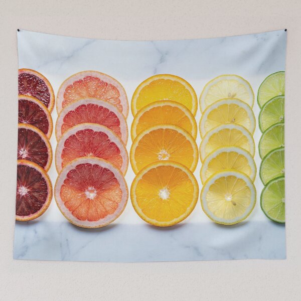 Item preview, Backlit Citrus Slice Gradient Knolling on Marble designed and sold by SavinMercantile.