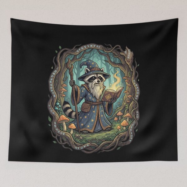 Item preview, Magical Fantasy Raccoon Wizard Forest Adventure designed and sold by k3rstman1.