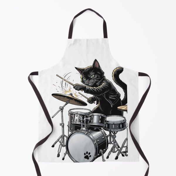 Item preview,  Sassy Black Cat Playing Drums Funny Feline Rocker designed and sold by Quillway.