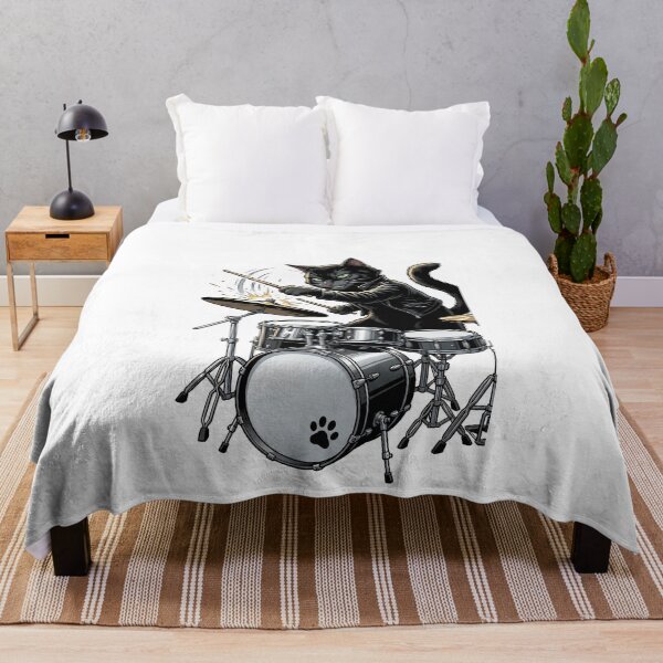 Item preview, Sassy Black Cat Playing Drums Funny Feline Rocker designed and sold by Quillway.