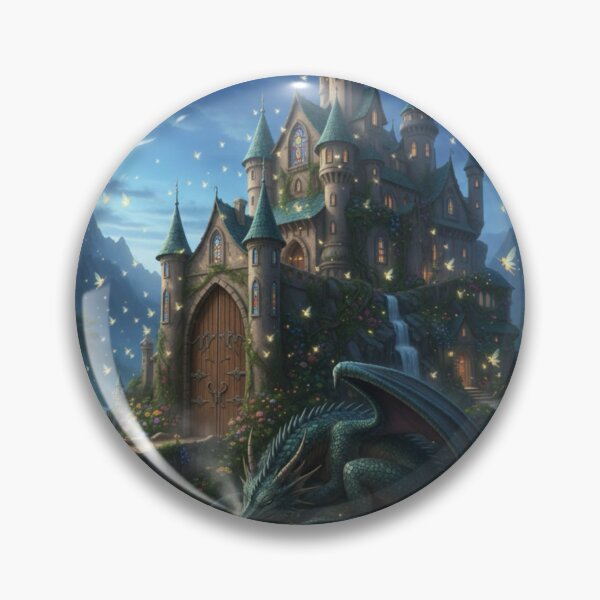 Item preview, Enchanted castle with a dragon guarding the entrance designed and sold by Fantasy-Charm.