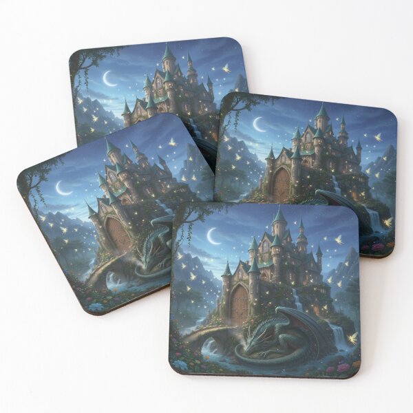 Item preview, Enchanted castle with a dragon guarding the entrance designed and sold by Fantasy-Charm.
