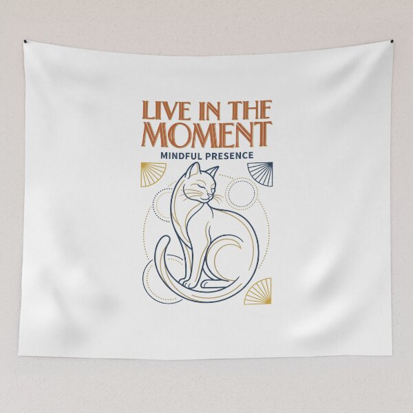 Item preview,  Live In The Moment Retro Mindful Cat Zen Sophisticated designed and sold by Quillway.