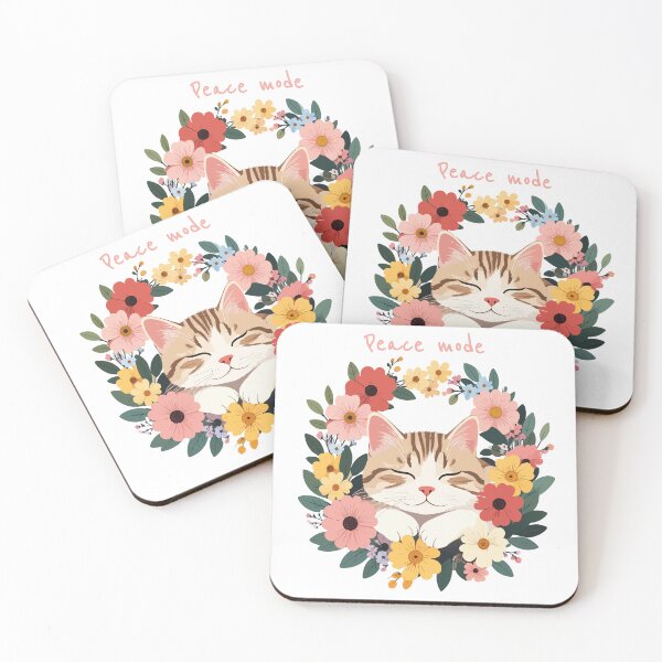 Item preview, Floral Nap Cat – Sleeping Cat in Wreath Illustration designed and sold by MarWachaN.