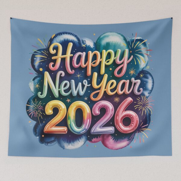 Item preview, Happy New Year 2026 Colorful Watercolor Celebration designed and sold by SoftStyleStudio ⭐⭐⭐.