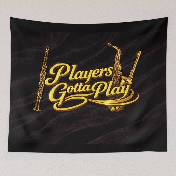 Item preview, Players Gotta Play – Woodwinds Edition | Sax, Clarinet & Flute on Black Velvet designed and sold by MySheetMusicArt.