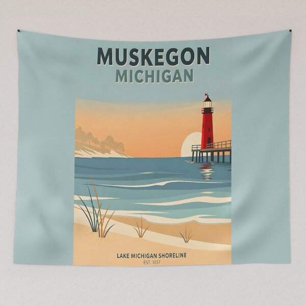 Item preview, Muskegon Michigan Lighthouse Sunset designed and sold by American Travels.