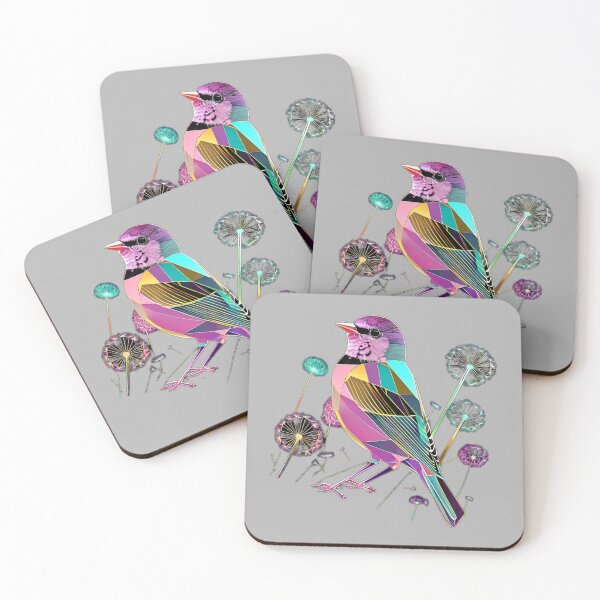 Item preview, Abstract Geometric Sparrow in Pastel Tones with Dandelions – Artistic Bird Design designed and sold by Naturalite19.