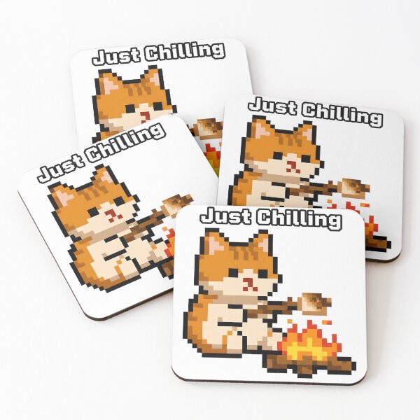 Item preview, Cute Pixel Cat Campfire - Retro 8-Bit Pixel Art Cat Sprite designed and sold by ArtisimoSHOP.