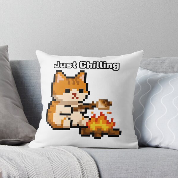 Aperçu de l'œuvre Chat mignon en pixel art autour d'un feu de camp - Sprite de chat rétro 8 bits créée et vendue par ArtisimoSHOP.