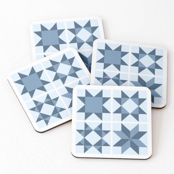 Item preview, 4 QUILT STARS/QUILT BLOCKS (Blue)  designed and sold by chicorycreative.