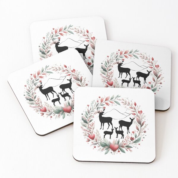 Item preview, Family of Deer in a Valentine wreath designed and sold by Rusty Pine.