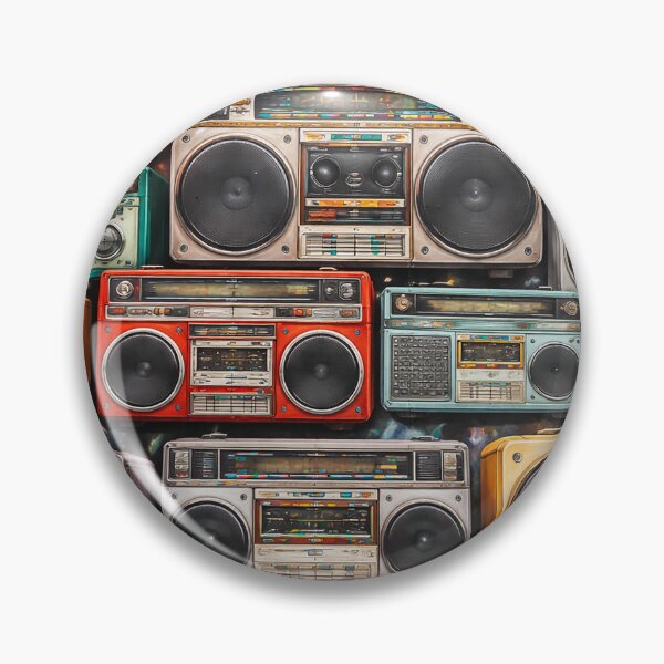 Item preview, Vibrant mural of retro radios and boomboxes designed and sold by PIXEL POP DESIGNS - Beyond the Norm!.