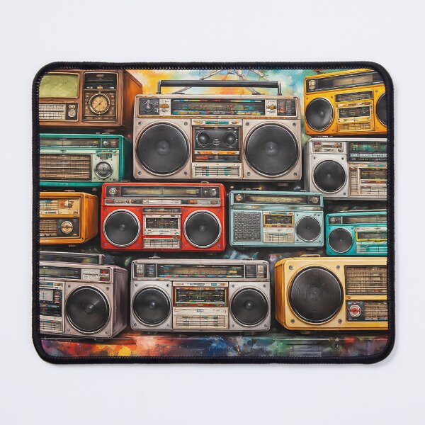 Item preview, Vibrant mural of retro radios and boomboxes designed and sold by PIXEL POP DESIGNS - Beyond the Norm!.