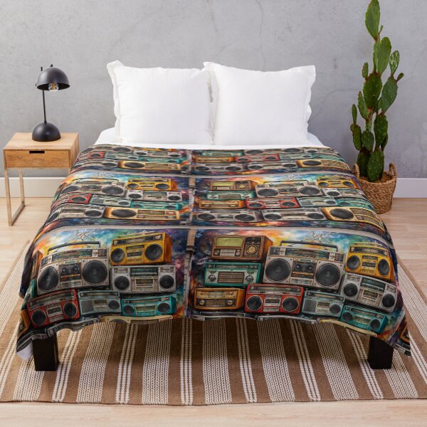 Item preview, Vibrant mural of retro radios and boomboxes designed and sold by PIXEL POP DESIGNS - Beyond the Norm!.