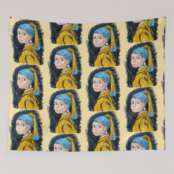 Item preview, Girl With A Pearl Earring in Crayon  designed and sold by Kate Miller Illustrator.