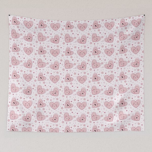 Item preview, Kawaii Candy-Pink Hearts Seamless Print designed and sold by Medlena.