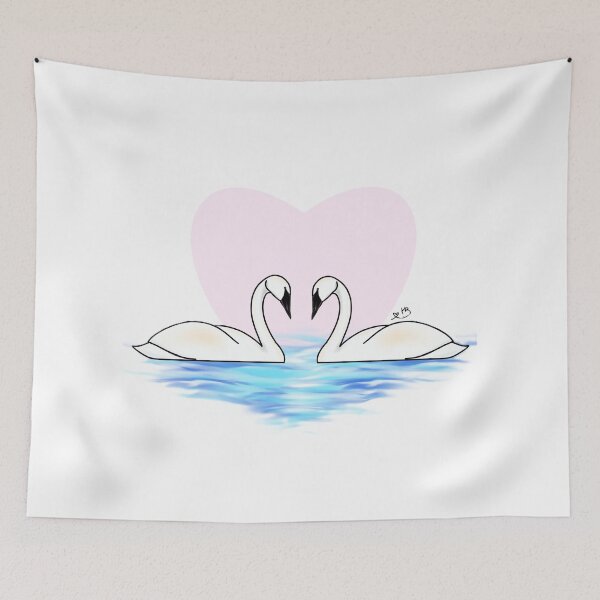 Item preview, Swans with a Heart in the background designed and sold by HBOriginalsArt.