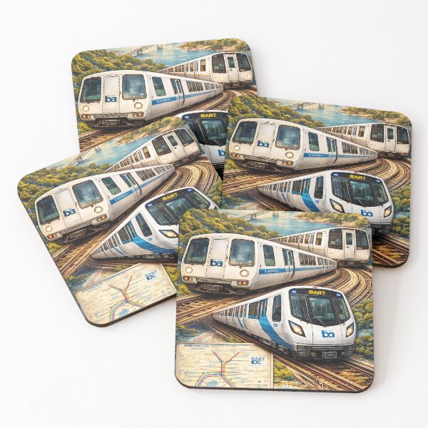 Item preview, BART Trains Crossing the Bay illustrated poster designed and sold by PIXEL POP DESIGNS - Beyond the Norm!.