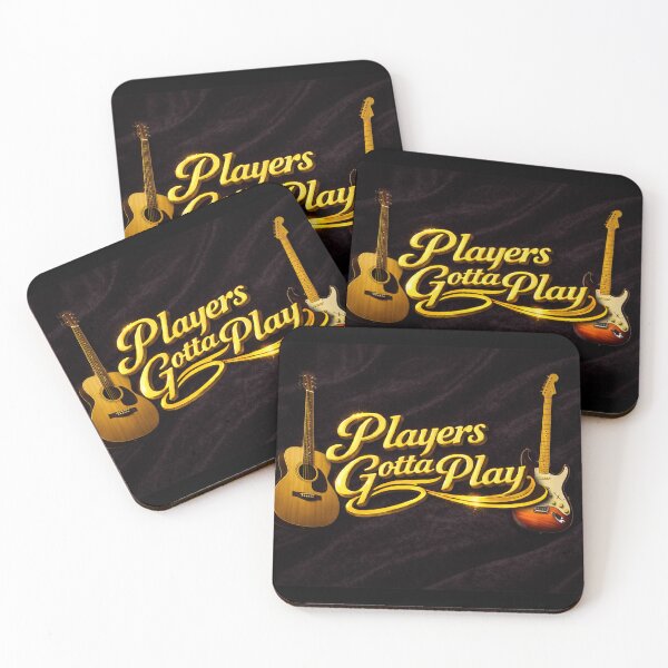 Item preview, Players Gotta Play – Gold Guitar Design on Black Velvet designed and sold by MySheetMusicArt.