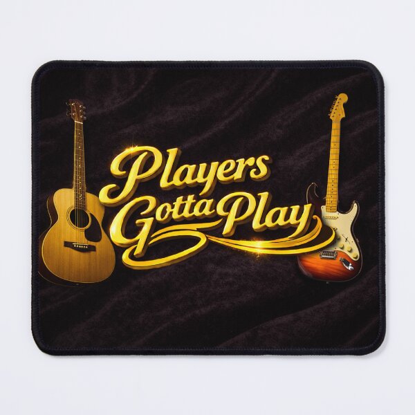 Item preview, Players Gotta Play – Gold Guitar Design on Black Velvet designed and sold by MySheetMusicArt.