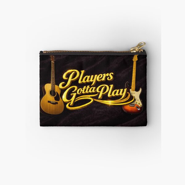 Item preview, Players Gotta Play – Gold Guitar Design on Black Velvet designed and sold by MySheetMusicArt.