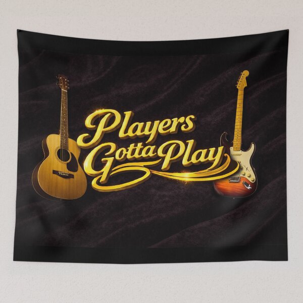 Item preview, Players Gotta Play – Gold Guitar Design on Black Velvet designed and sold by MySheetMusicArt.