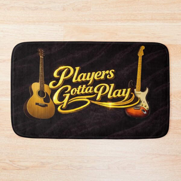 Item preview, Players Gotta Play – Gold Guitar Design on Black Velvet designed and sold by MySheetMusicArt.