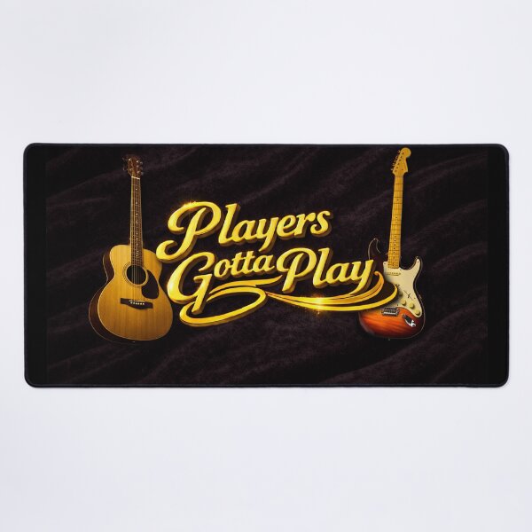 Item preview, Players Gotta Play – Gold Guitar Design on Black Velvet designed and sold by MySheetMusicArt.