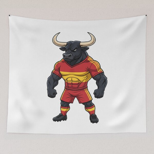 Item preview, Powerful Spanish Bull Football Mascot 2026 designed and sold by ArtByKatti.