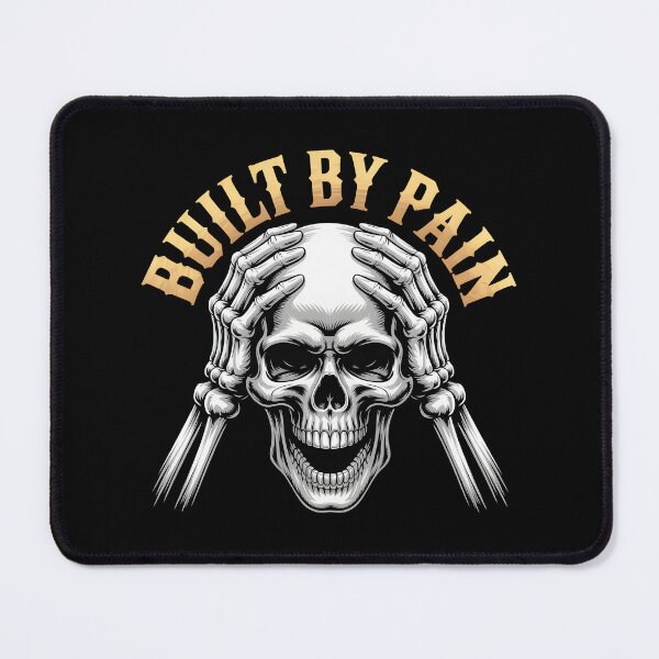 Item preview, Built By Pain - Hardcore Skull Gym Motivation & Resilience Art designed and sold by Iron Skull.