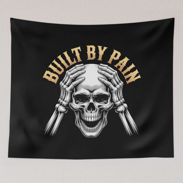 Item preview, Built By Pain - Hardcore Skull Gym Motivation & Resilience Art designed and sold by Iron Skull.