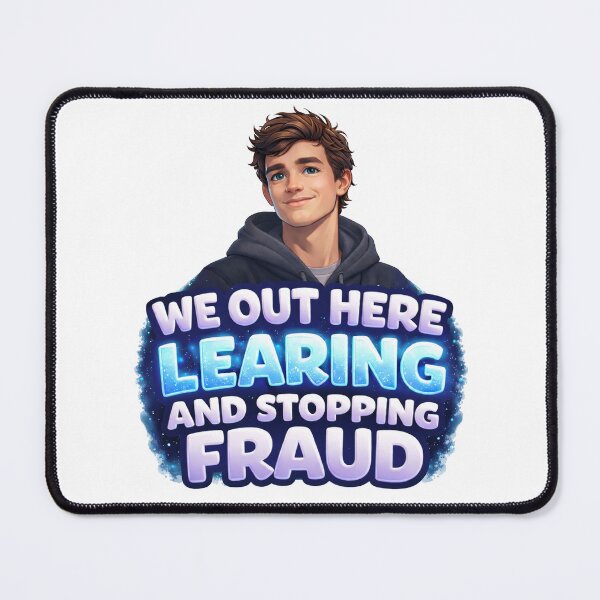 Item preview, WE OUT HERE LEARING & STOPPING FRAUD — Icy Bubble Letter Meme designed and sold by The Freedom Forge.