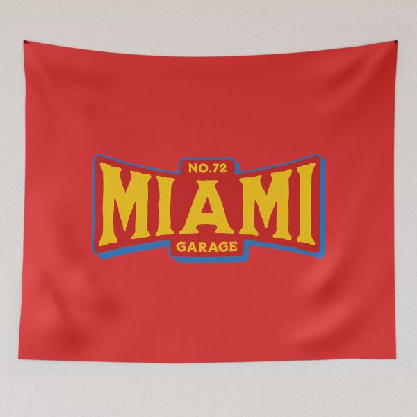 Item preview, NO.72 MIAMI Garage Vintage Retro Design – Red, Blue & Yellow designed and sold by Axivra.
