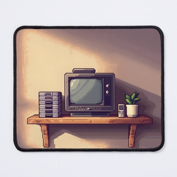 Item preview, Cozy Pixel Art CRT Shelf With Retro Games designed and sold by ThePixelArchive.