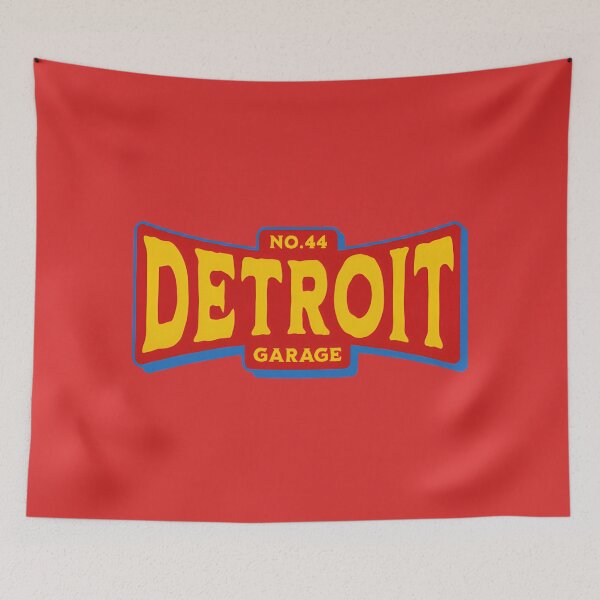 Item preview, NO.44 DETROIT Garage Vintage Retro Design – Red, Blue & Yellow designed and sold by Axivra.