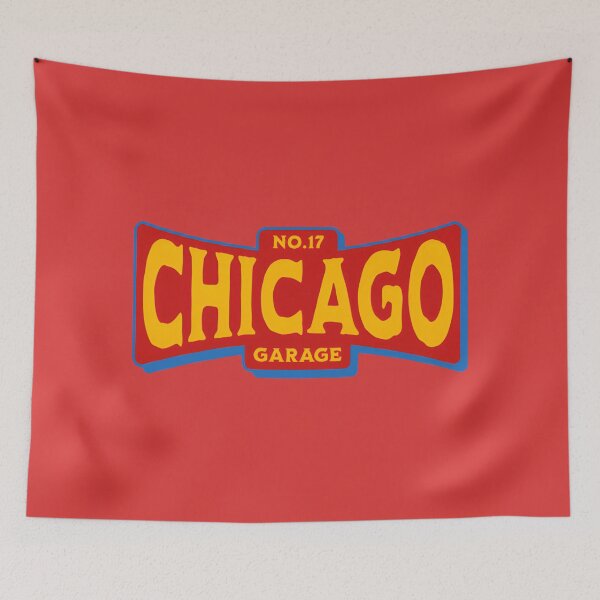 Item preview, NO.17 CHICAGO Garage Vintage Retro Design – Red, Blue & Yellow designed and sold by Axivra.