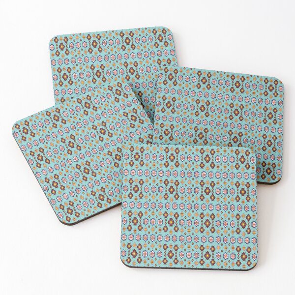 Item preview, Soft Teal Folk Floral Pattern designed and sold by OIL Pattern Design .