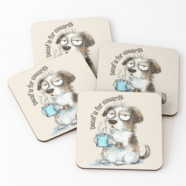 Item preview, Sleepy Pup With Hot Brew – Sarcastic Coffee Art designed and sold by doodledat.