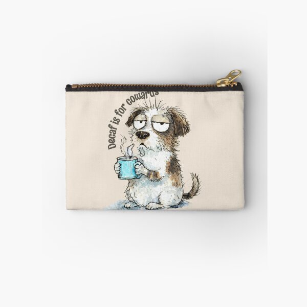 Item preview, Sleepy Pup With Hot Brew – Sarcastic Coffee Art designed and sold by doodledat.