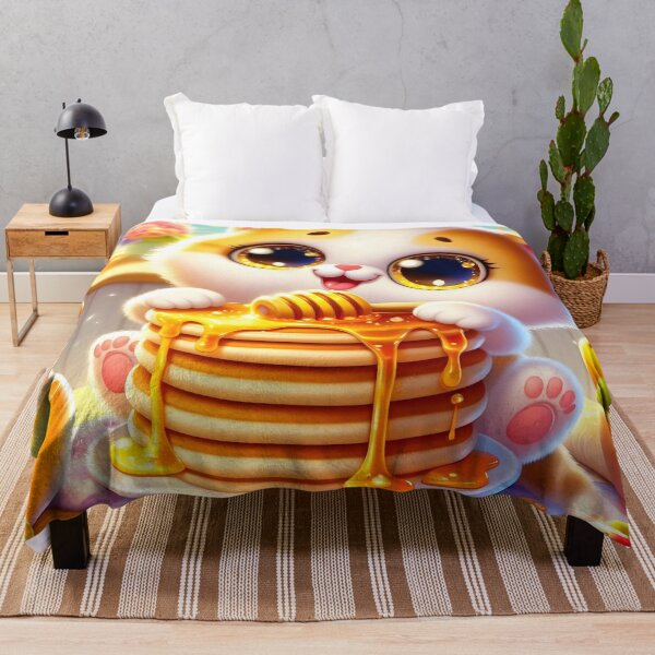 Item preview, Cute Cat Eating Pancakes with Honey designed and sold by CuteThingsWorld.