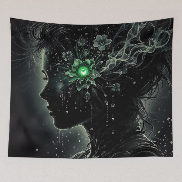 Item preview, Digital Bloom: Consciousness in Green Smoke designed and sold by Insomnia Art Designs.