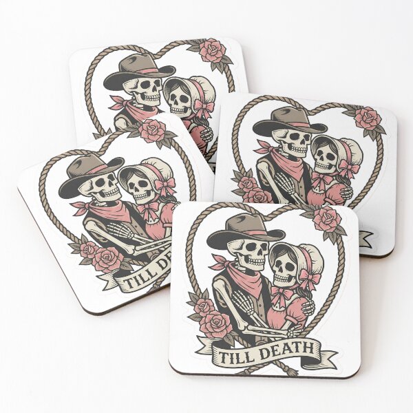 Item preview, Till Death Western Gothic Skeleton Couple Valentine Lasso Rope Heart Vintage Tattoo designed and sold by StickyGuys.