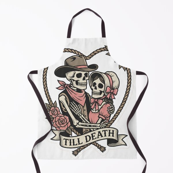 Item preview, Till Death Western Gothic Skeleton Couple Valentine Lasso Rope Heart Vintage Tattoo designed and sold by StickyGuys.